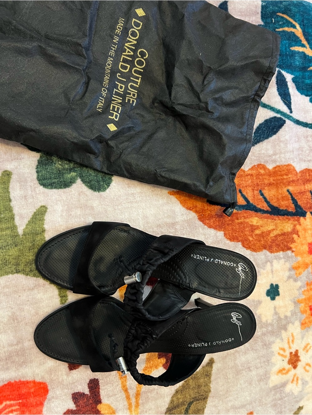 NEW in box Donald J. Pliner Couture Black Leather Sandals - Made in Italy - Picture 2 of 7